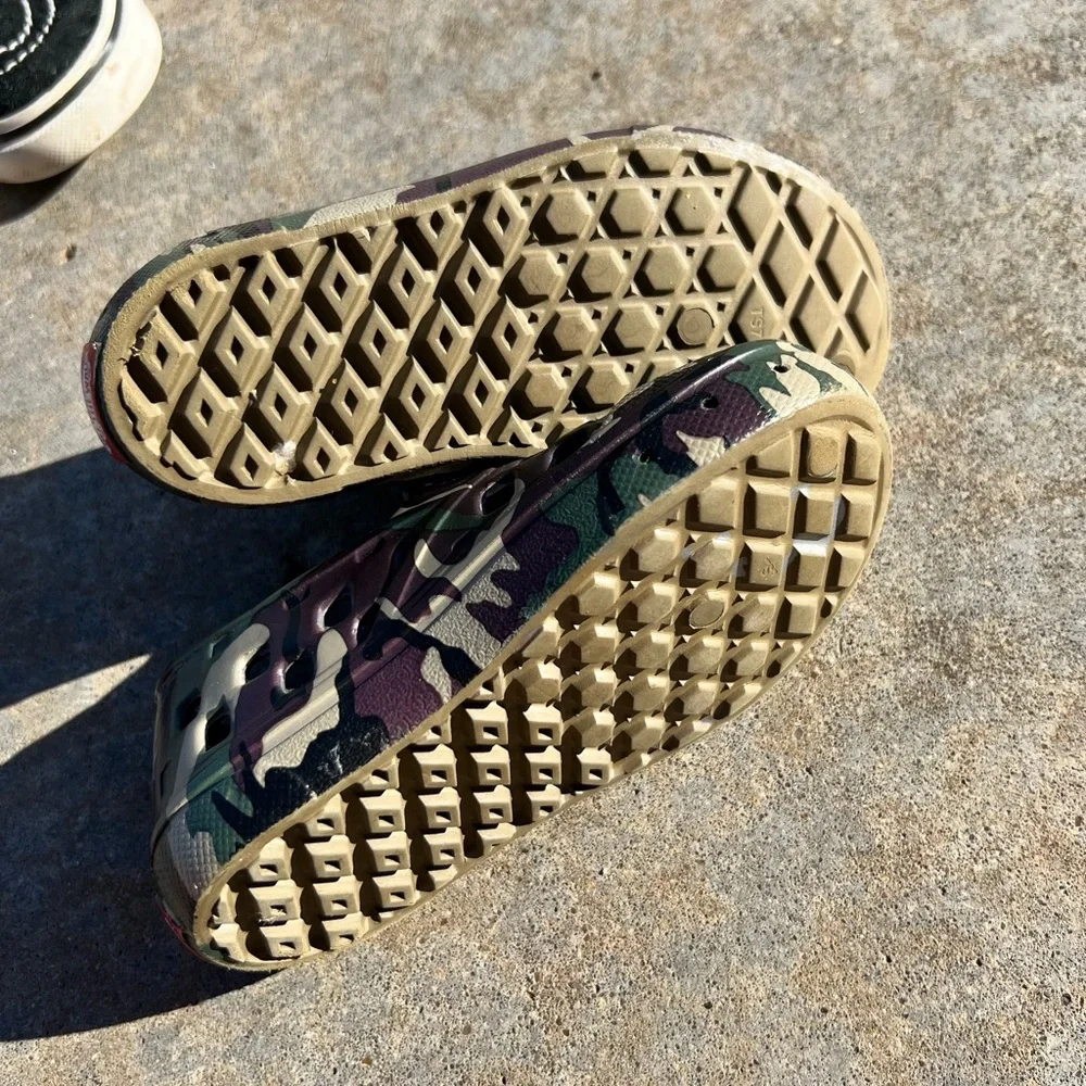 Vans Kids Camo Slip-On Water Shoes Green Black Tan